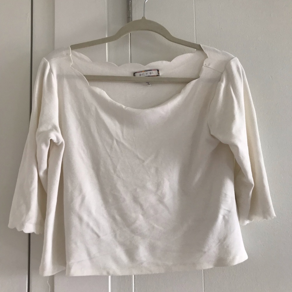 Anthropologie Sri and Ali scalloped white top